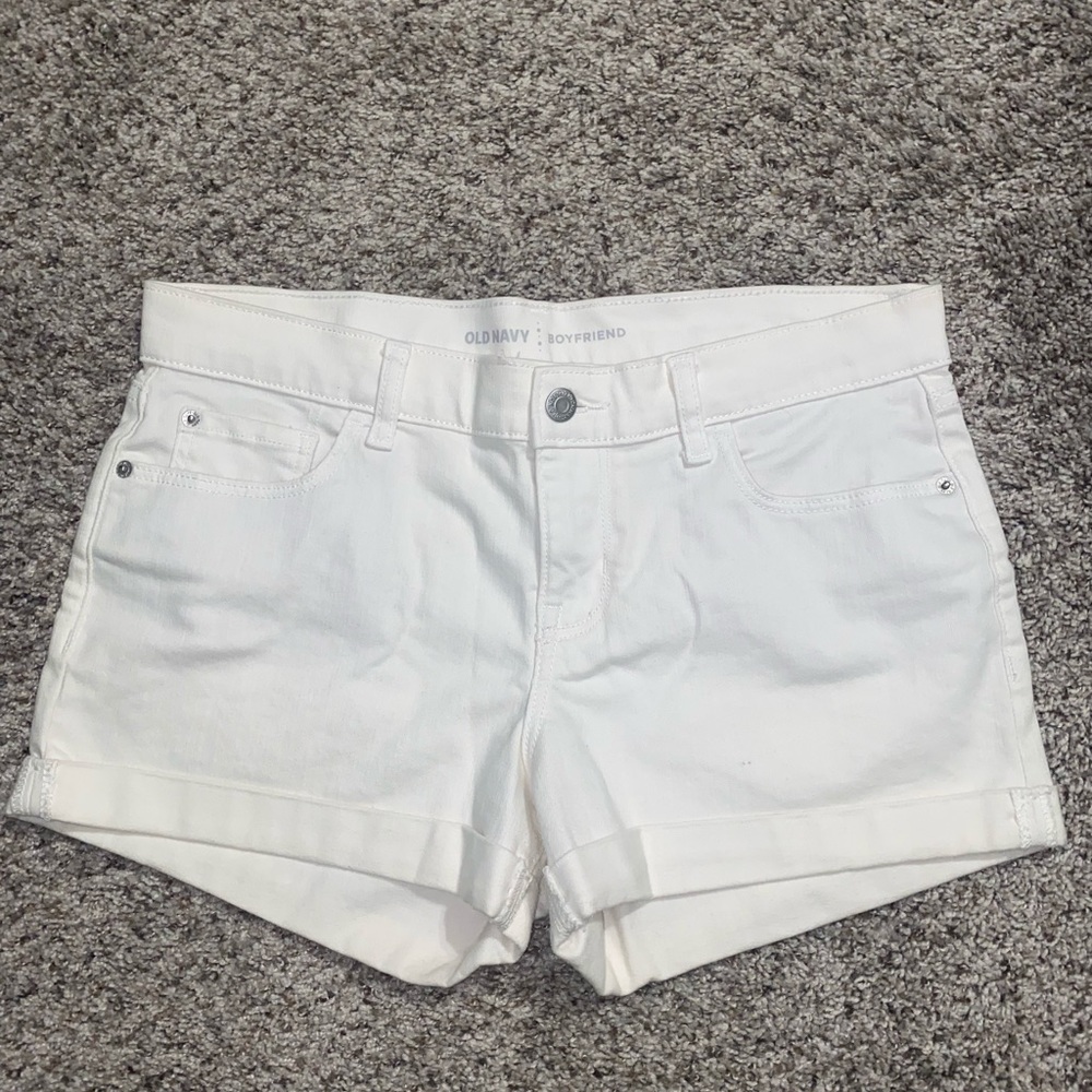 Old navy white boyfriend jean shorts